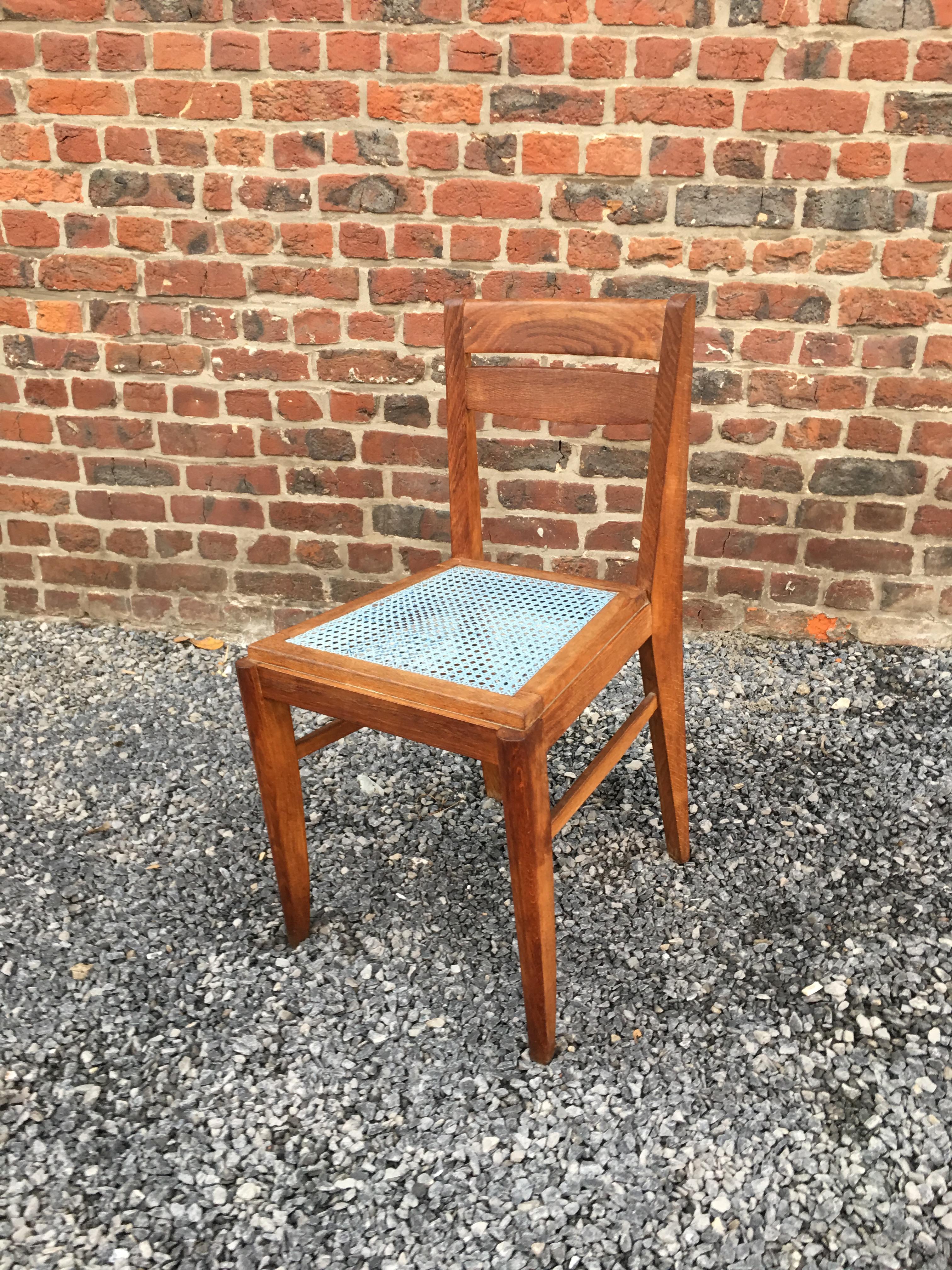 3 Oak Chairs in the Style of René Gabriel, circa 1950 For Sale 5