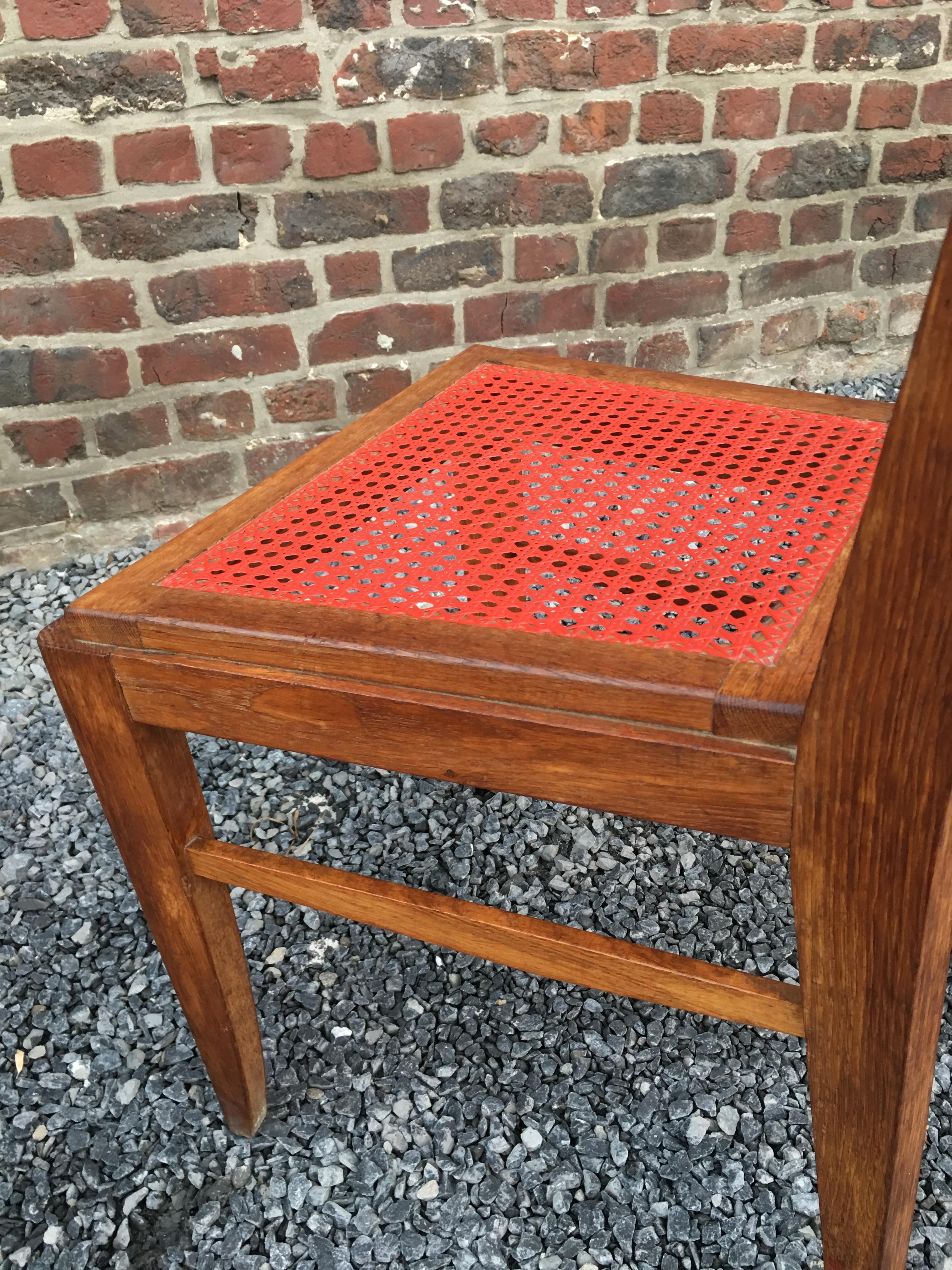 3 Oak Chairs in the Style of René Gabriel, circa 1950 For Sale 1