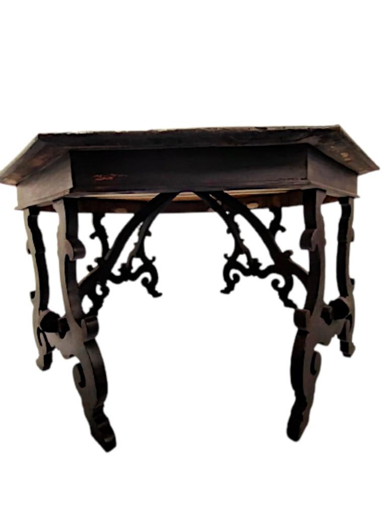Italian 3 Octagonal Lyre-style Tables (6 consoles), in seventeenth-century style For Sale
