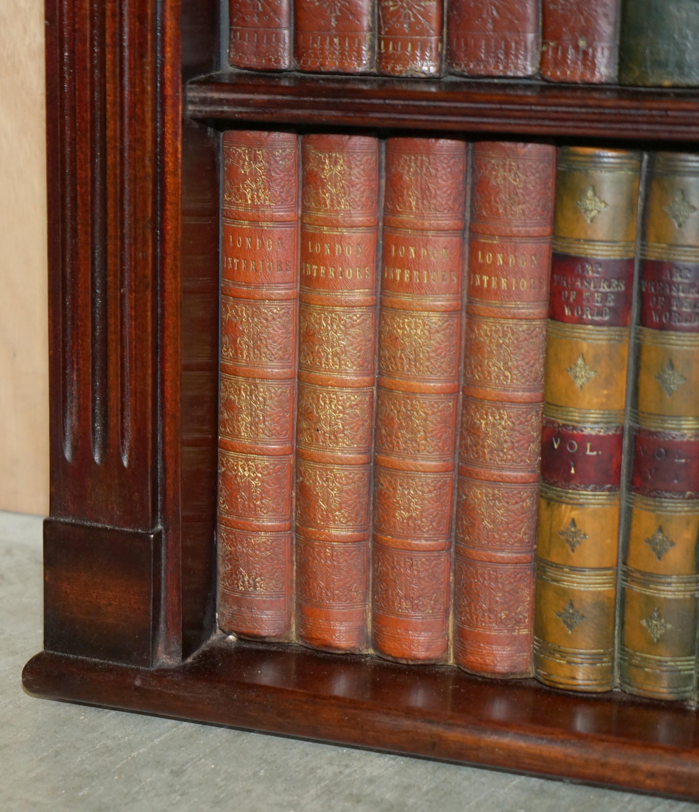 3 OF 3 FULLY RESTORED RARE EXTRA LARGE 127X190CM FAUX BOOK LIBRARY WALL PANELs For Sale 6