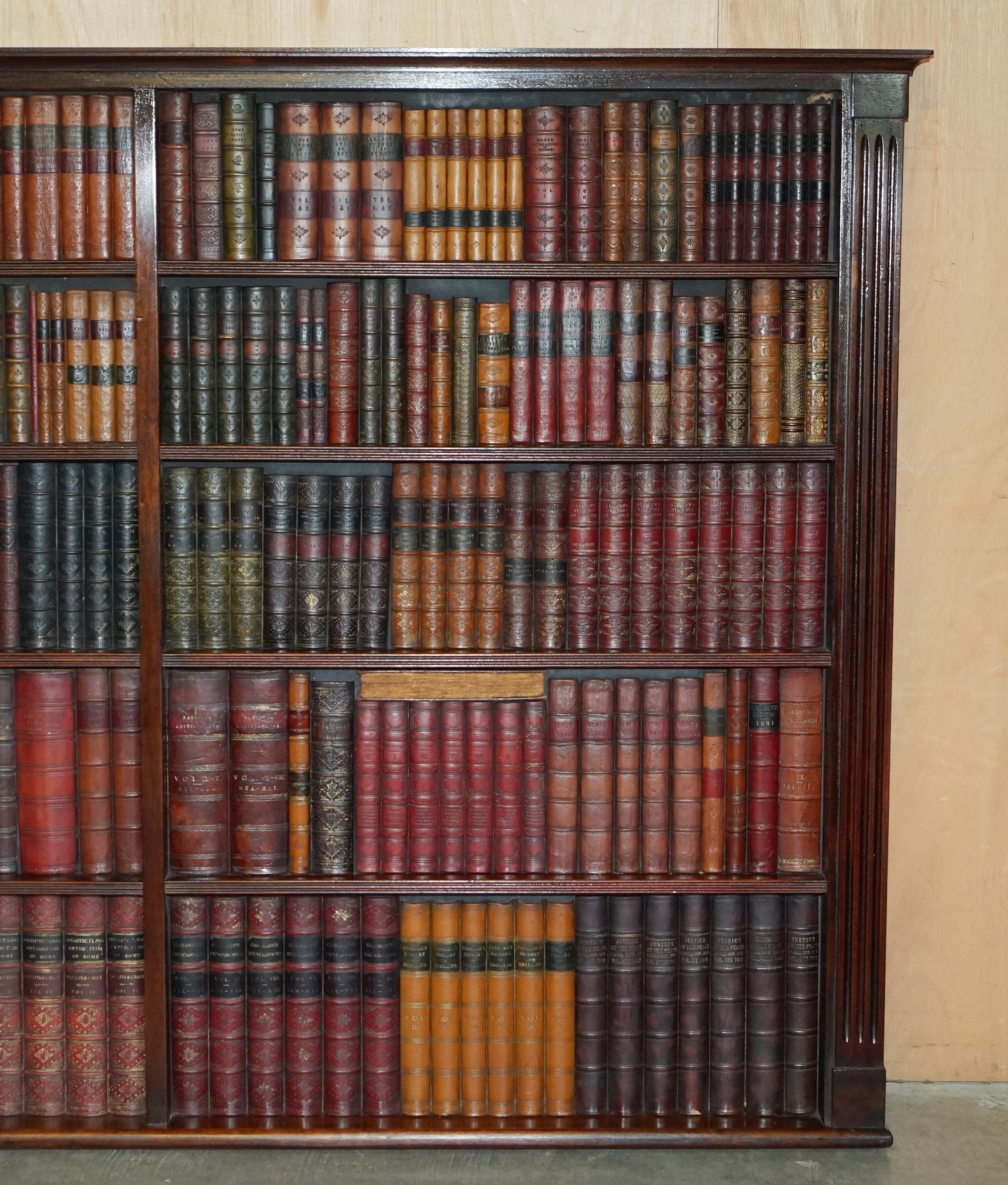 Leather 3 OF 3 FULLY RESTORED RARE EXTRA LARGE 127X190CM FAUX BOOK LIBRARY WALL PANELs For Sale