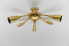 3. of 4 Mid-Century Modern 3-Armed Brass Sputnik Lamp, 1950s Austria