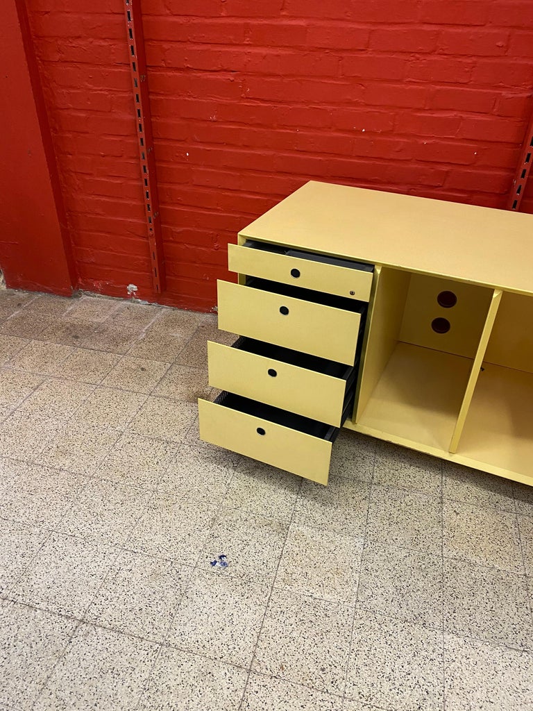 3 Office Furniture on Wheels, in Lacquered Metal, circa 1970/1980 For