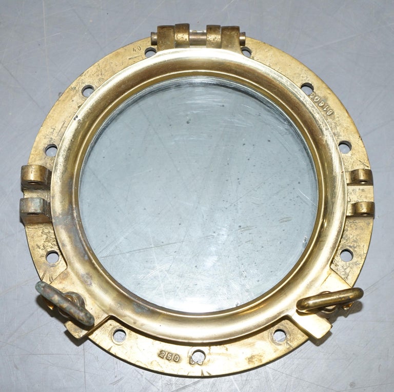 3 Original Antique 1890 Stamped Solid Brass Military Nautical Porthole