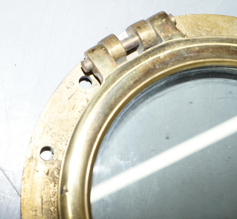 3 Original Antique 1890 Stamped Solid Brass Military Nautical Porthole