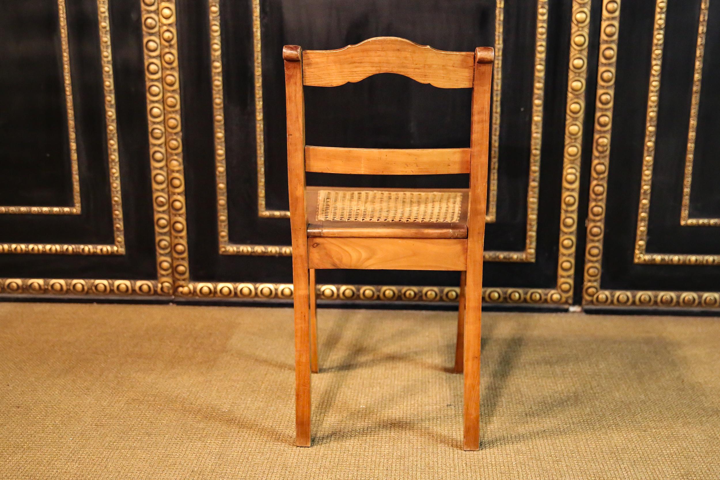 3 Original Antique Biedermeier Chairs circa 1830 Cherrywood carved For Sale 4