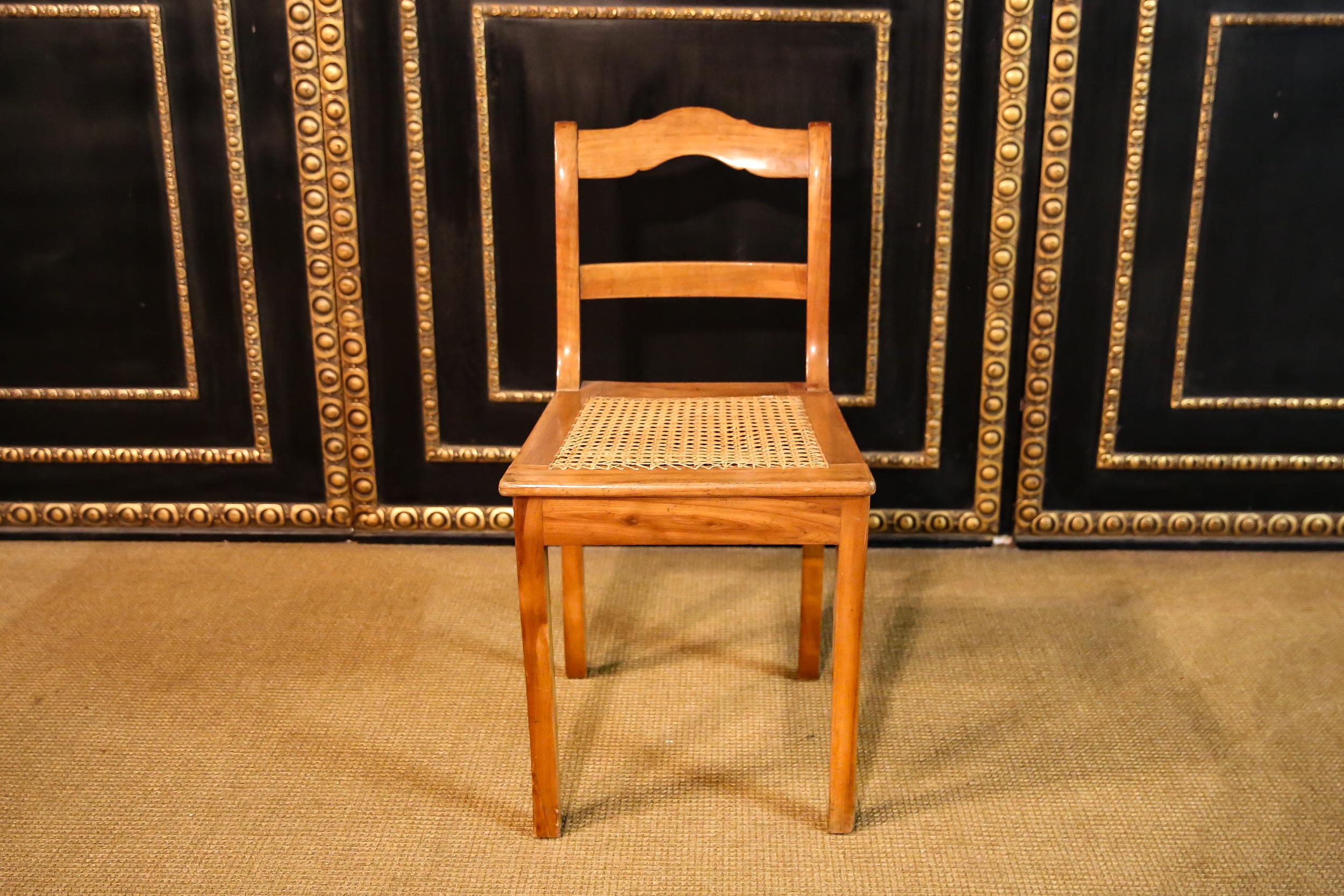 Carved 3 Original Antique Biedermeier Chairs circa 1830 Cherrywood carved For Sale