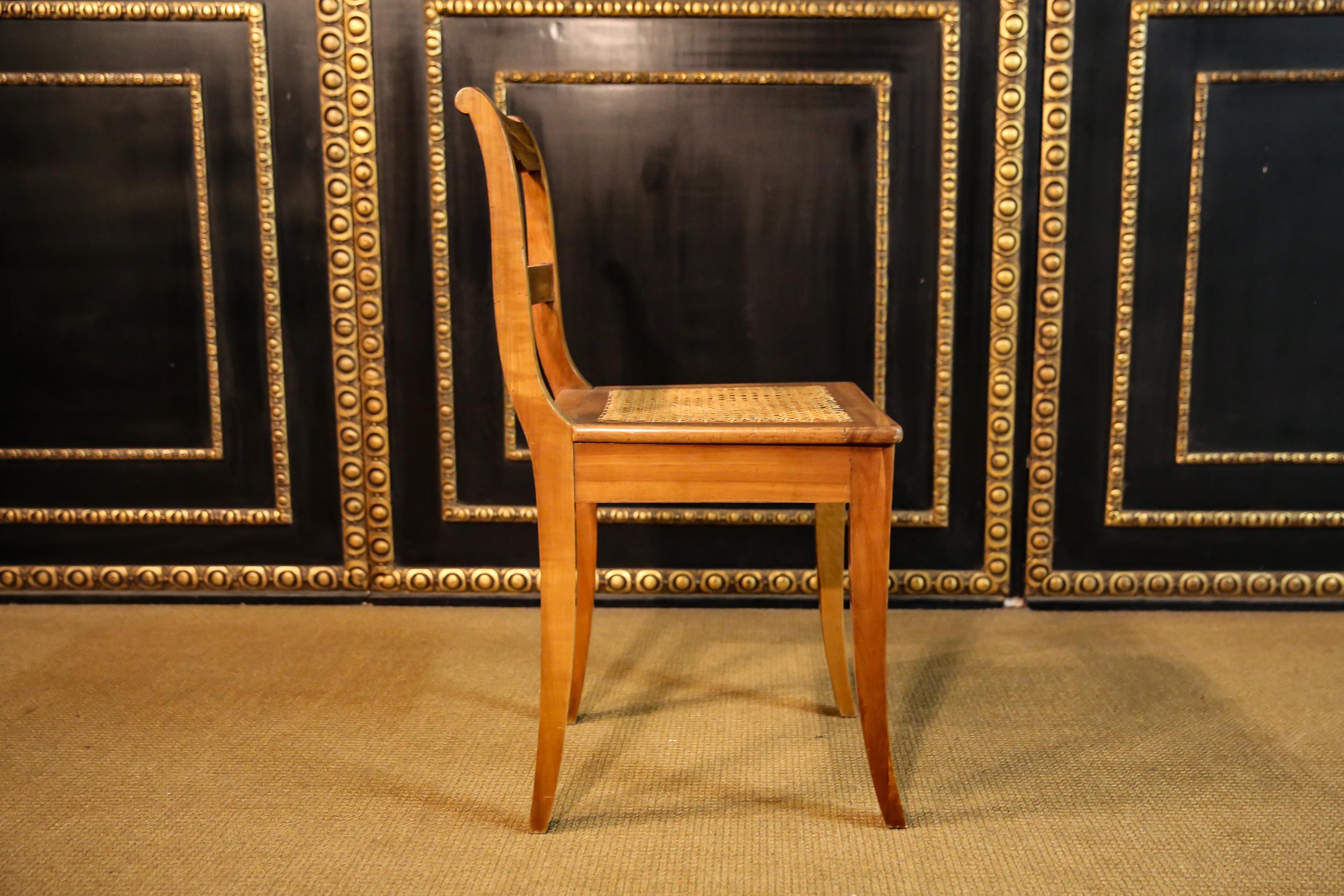 3 Original Antique Biedermeier Chairs circa 1830 Cherrywood carved For Sale 3