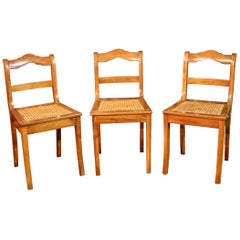 3 Original Antique Biedermeier Chairs circa 1830 Cherrywood carved