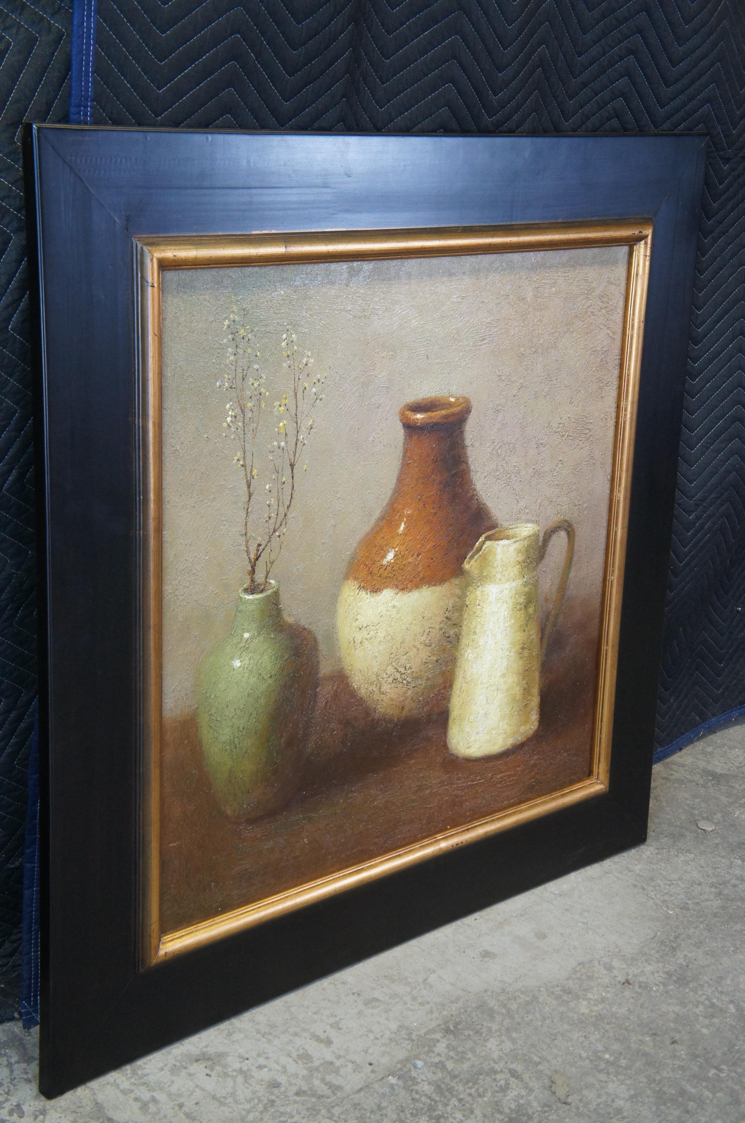 3 Original Vintage Southwestern Still Life Pottery Vase Oil Paintings Framed 41
