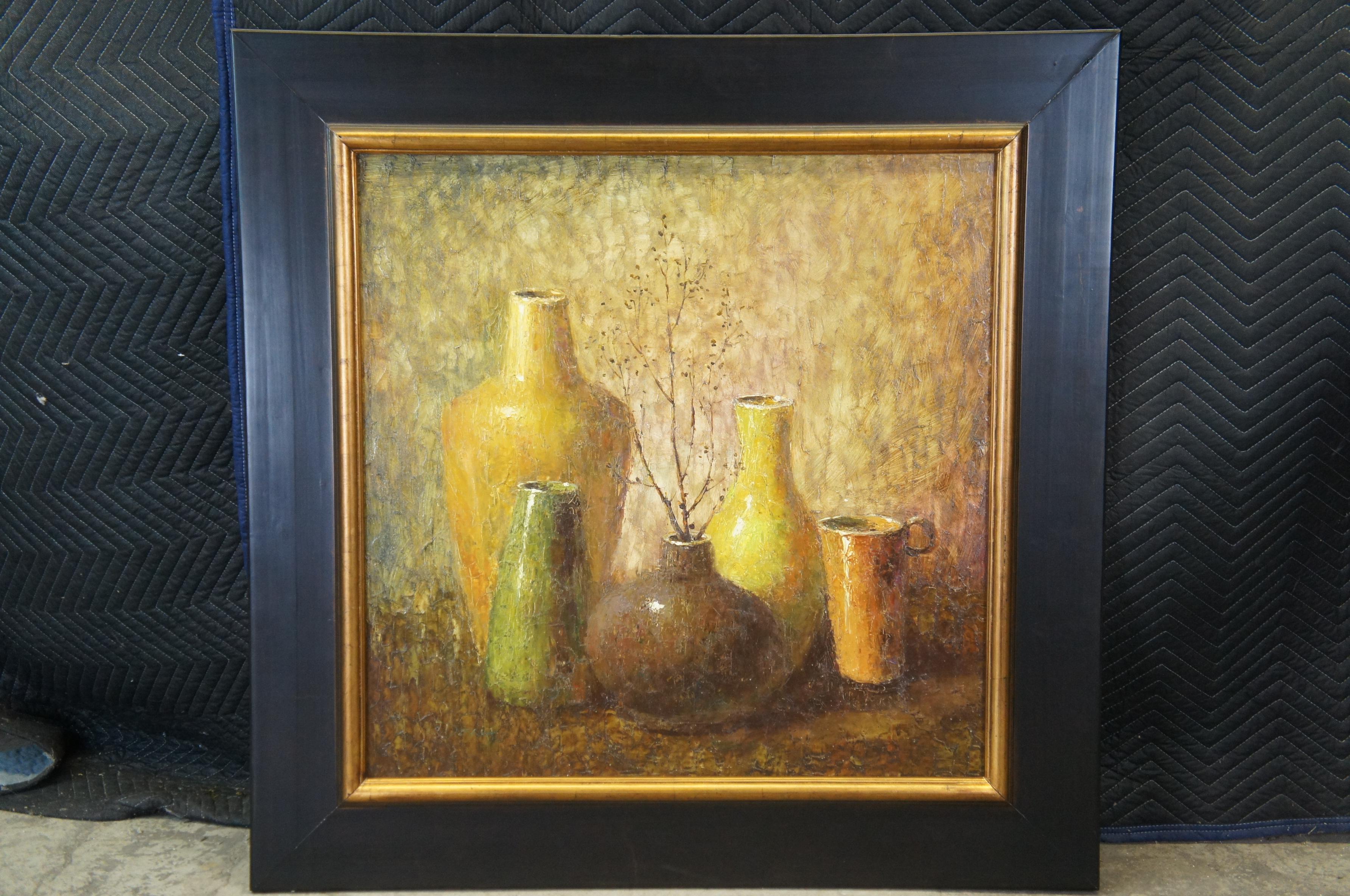 Late 20th Century 3 Original Vintage Southwestern Still Life Pottery Vase Oil Paintings Framed 41