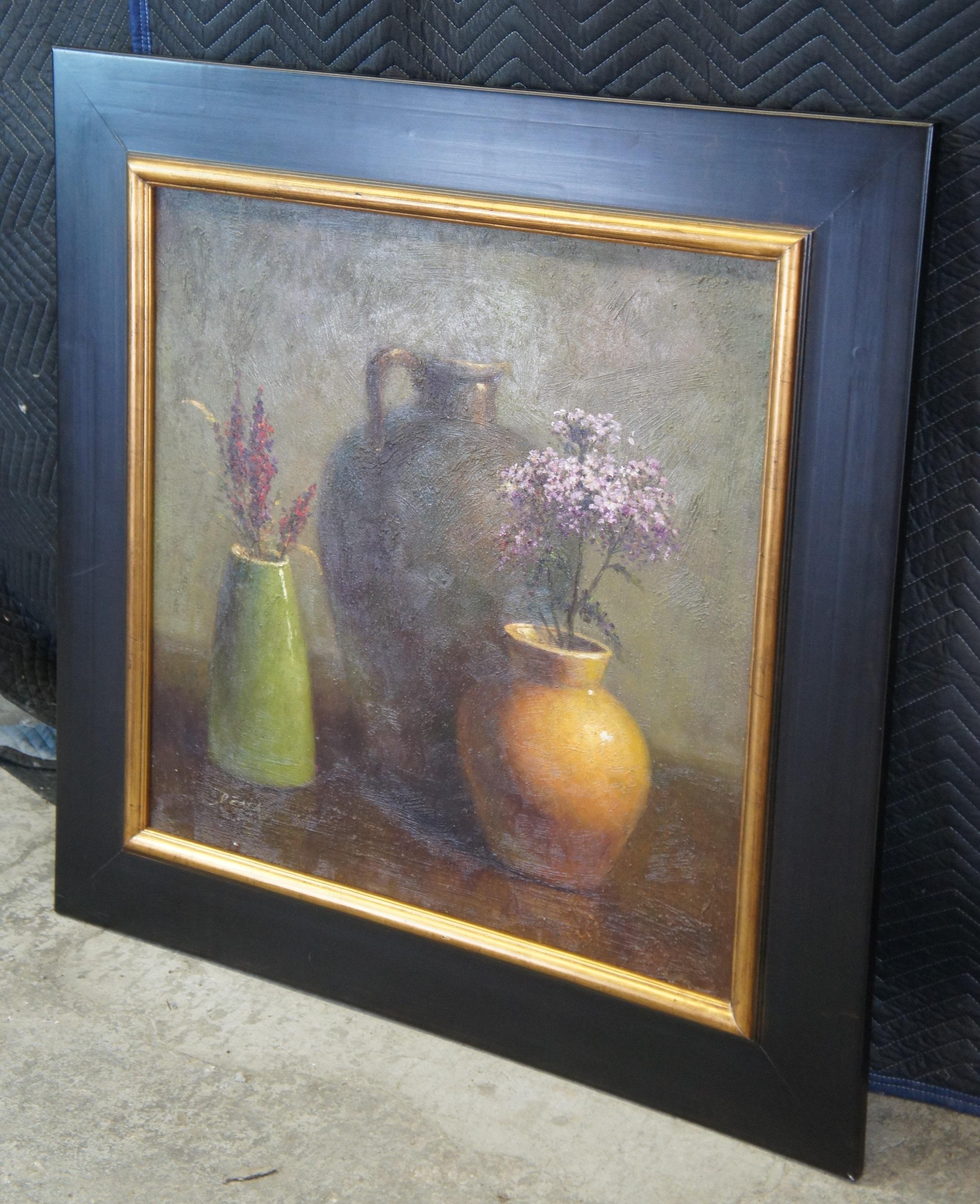 Canvas 3 Original Vintage Southwestern Still Life Pottery Vase Oil Paintings Framed 41