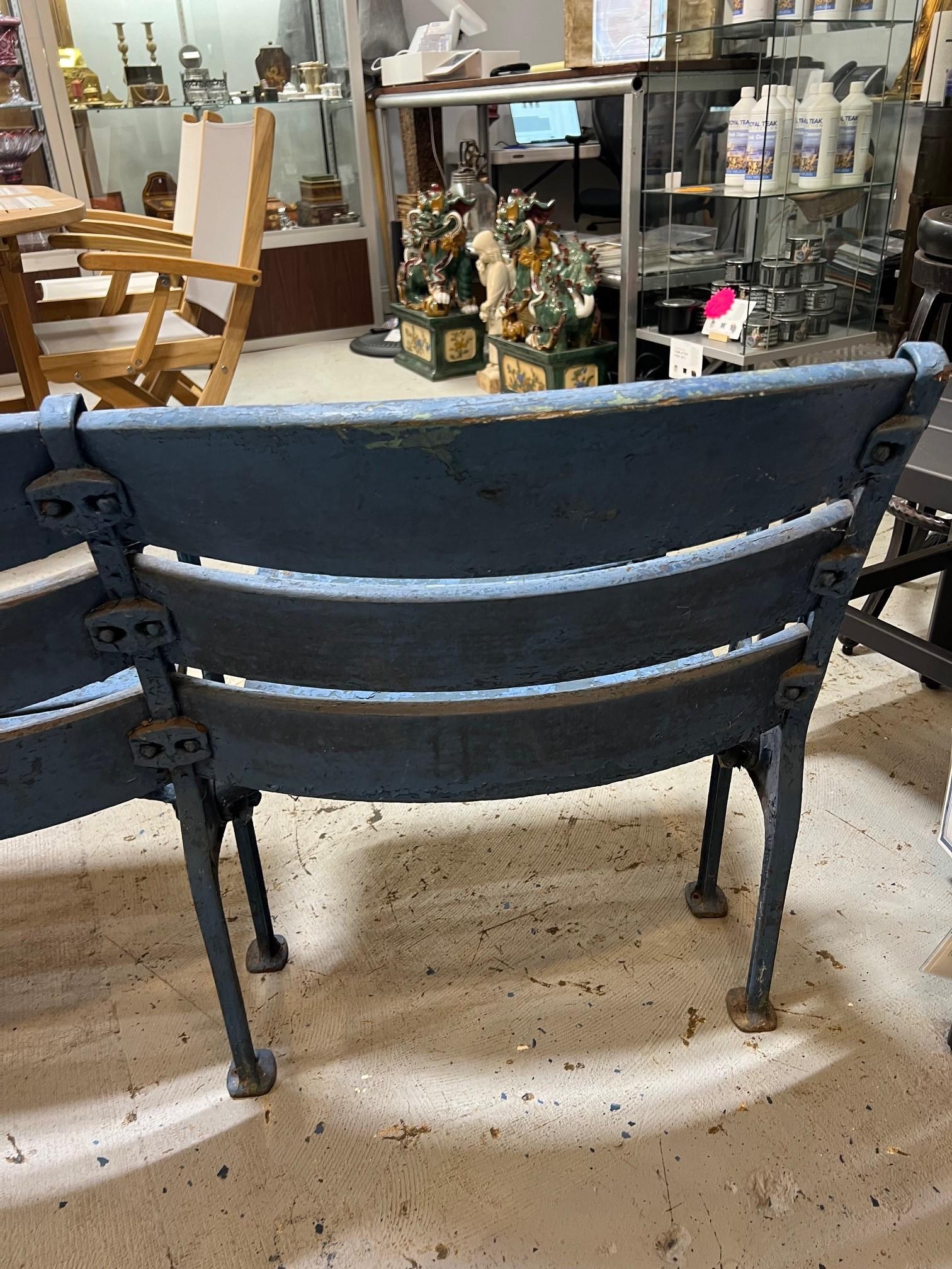 3 Original Yankee Stadium Wooden Curved Back Seats, Unrestored, Freestanding For Sale 4