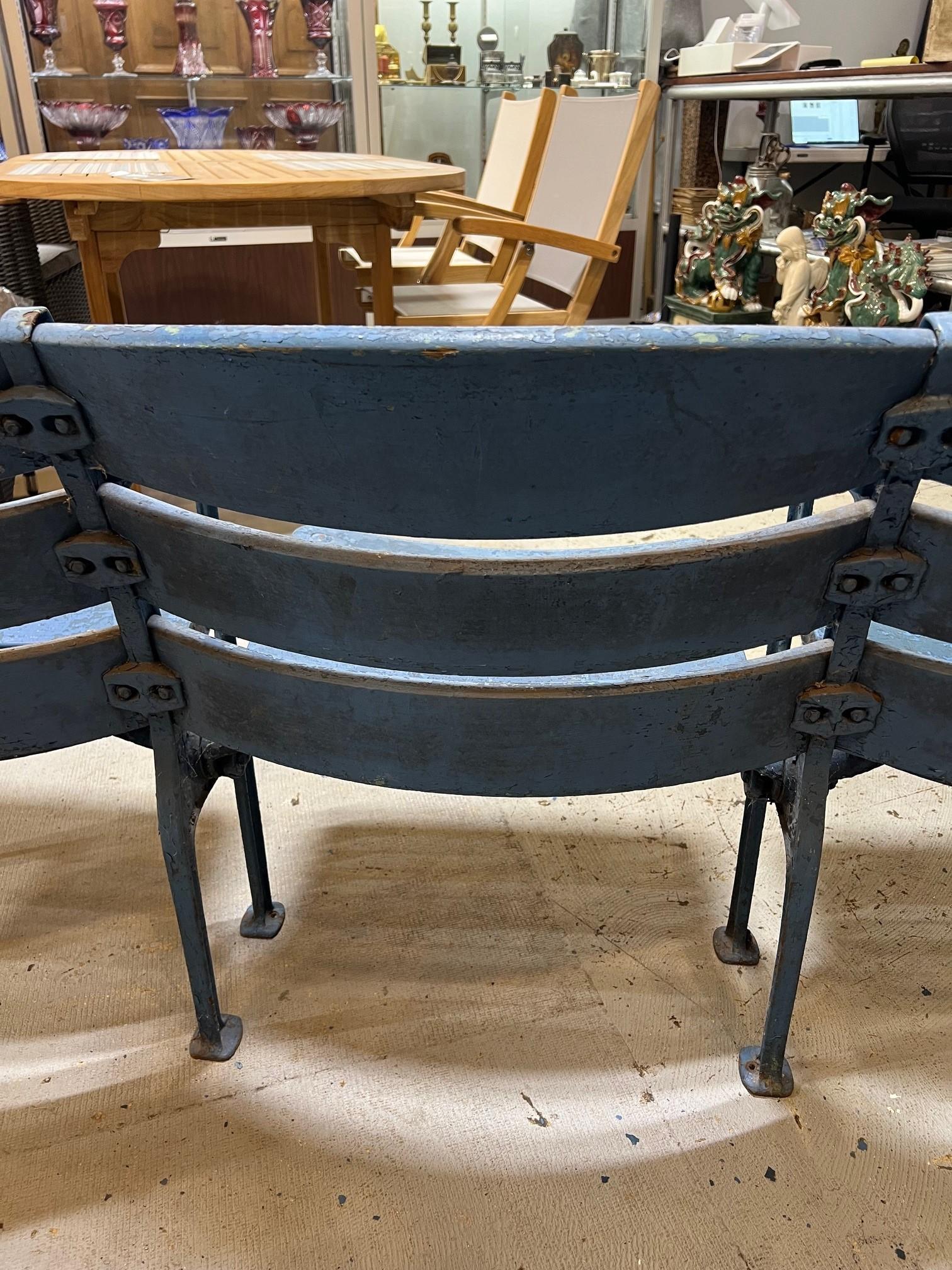 3 Original Yankee Stadium Wooden Curved Back Seats, Unrestored, Freestanding For Sale 5