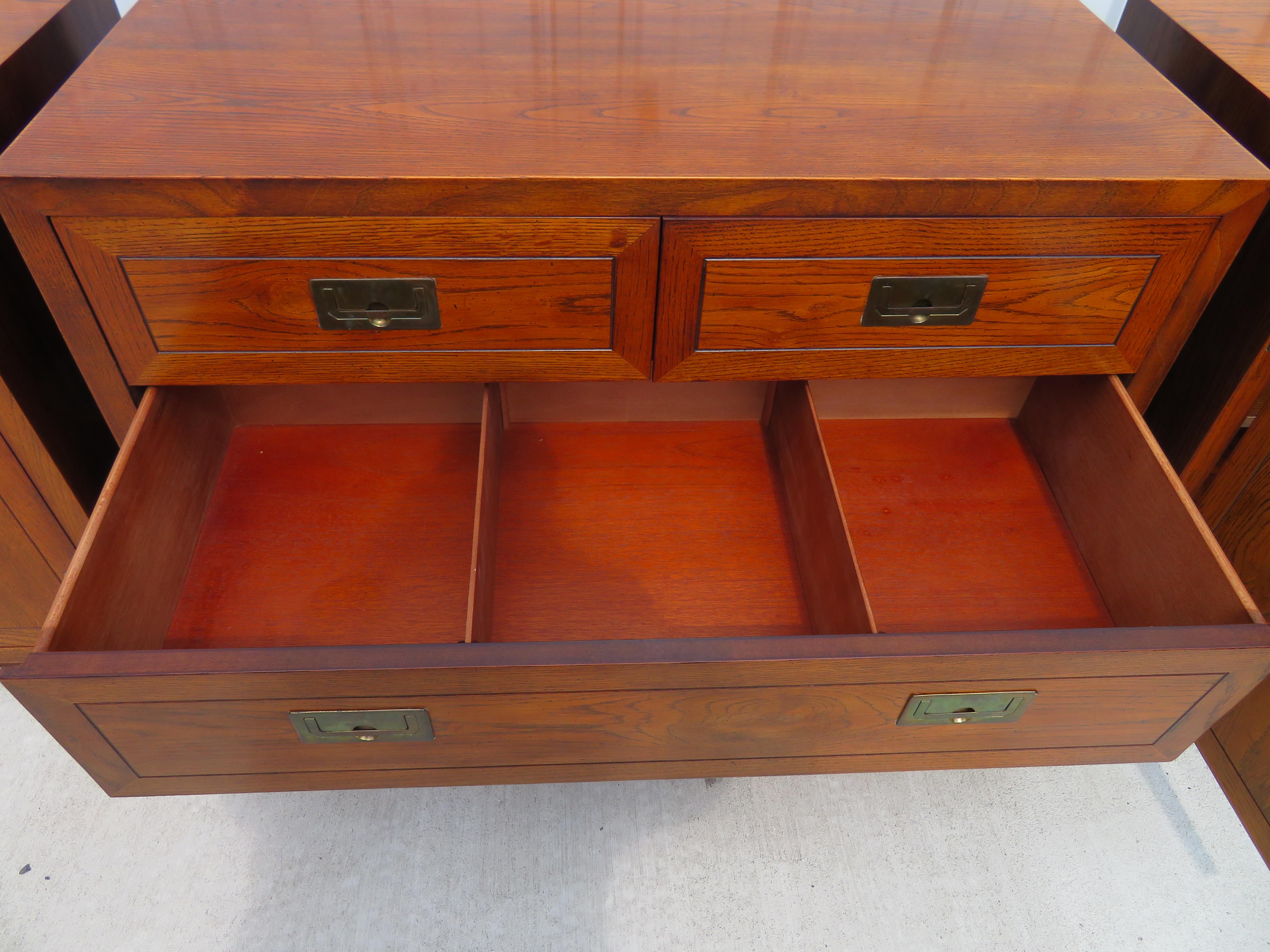 3 Outstanding Henredon Campaign Chest Cabinet Credenza Mid-Century Modern 5