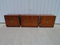 3 Outstanding Henredon Campaign Chest Cabinet Credenza Mid-Century Modern