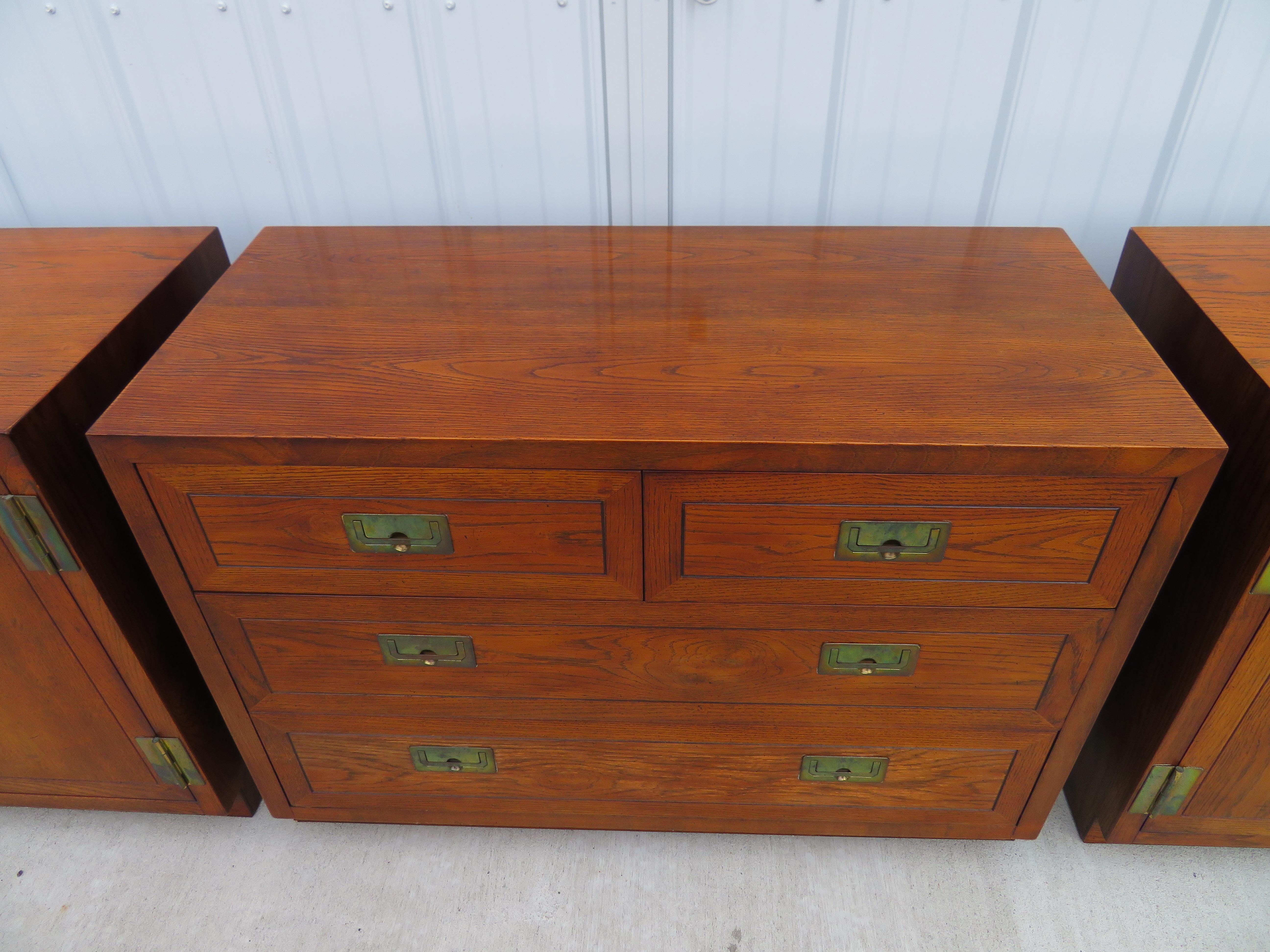 3 Outstanding Henredon Campaign Chest Cabinet Credenza Mid-Century Modern 1