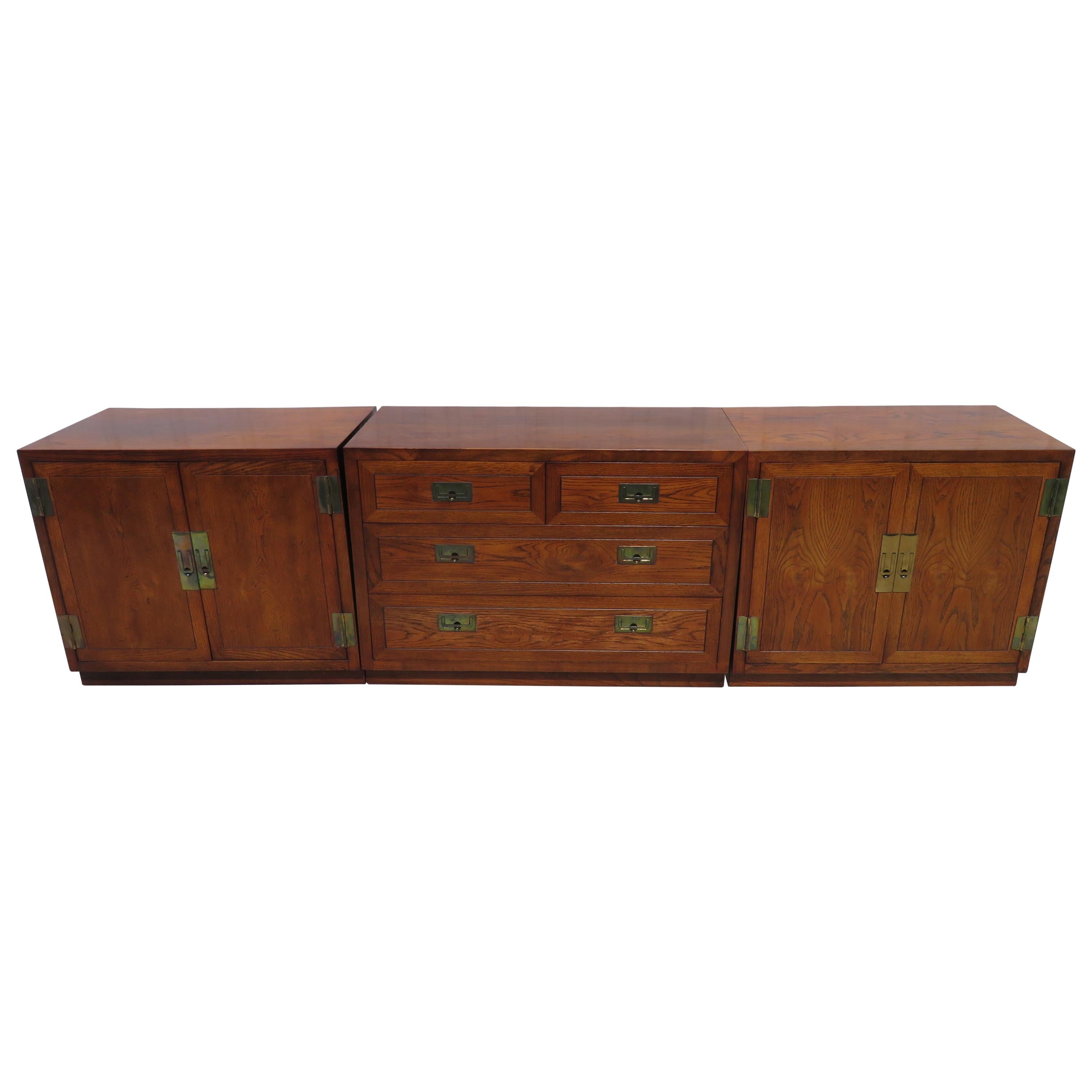 3 Outstanding Henredon Campaign Chest Cabinet Credenza Mid-Century Modern