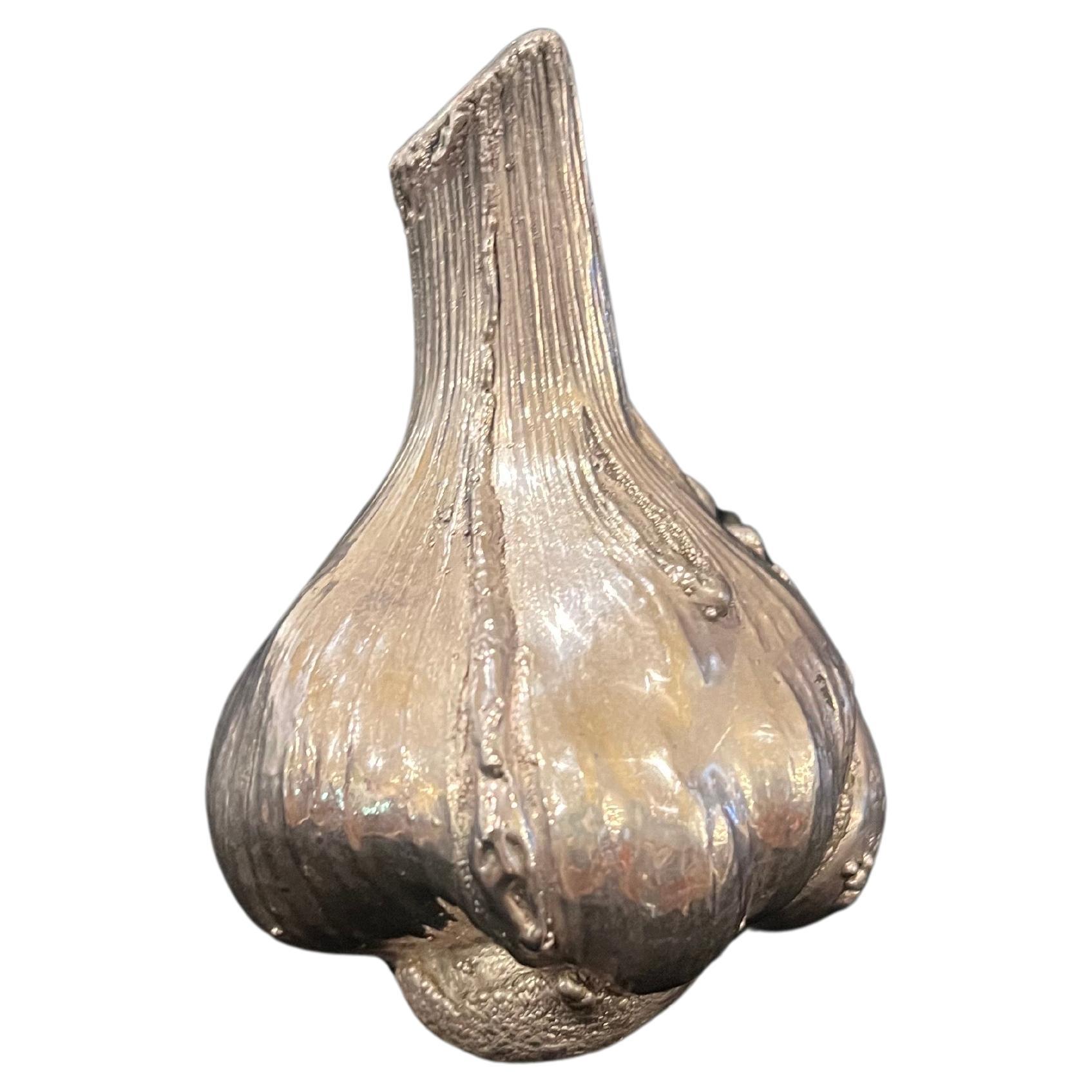 3 oz. .Sterling Silver Stamped 925 Garlic Sculpture Italy For Sale