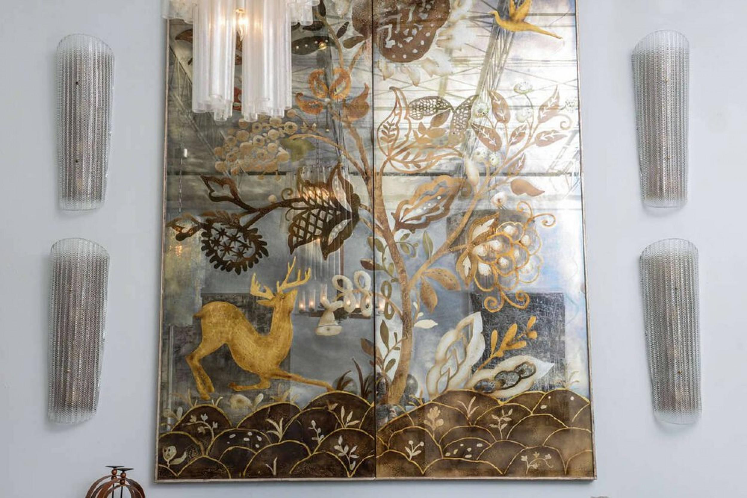Paar große italienische Barovier- und Toso-Wandleuchter aus strukturiertem Glas (Italienisch) im Angebot