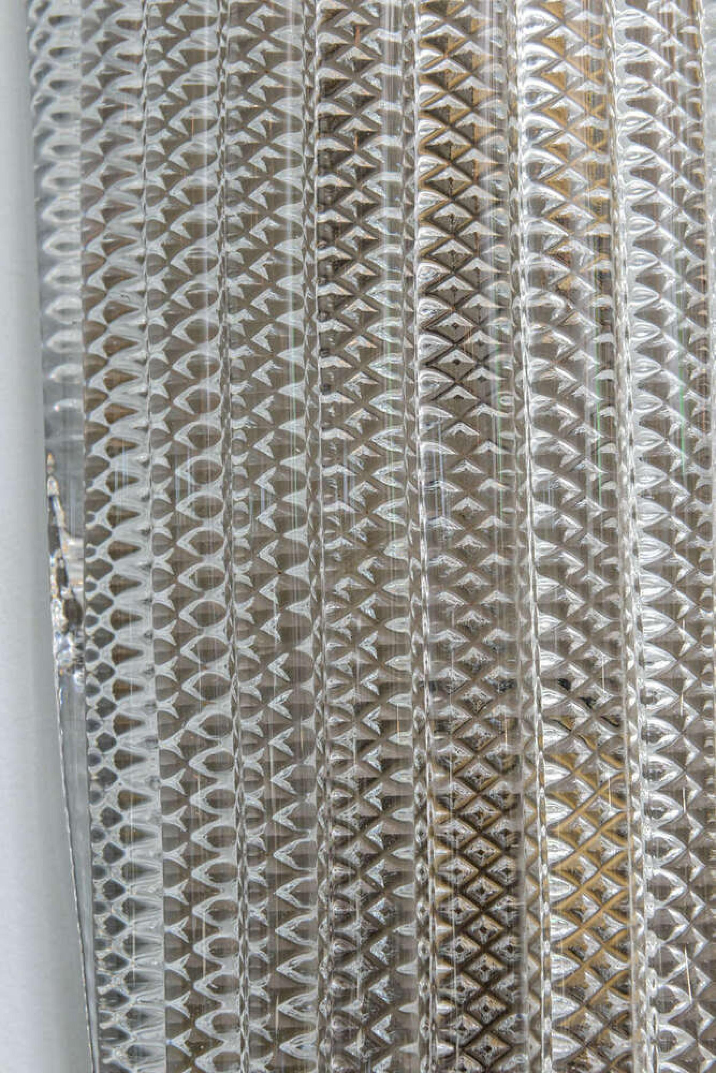 Paar große italienische Barovier- und Toso-Wandleuchter aus strukturiertem Glas (Metall) im Angebot