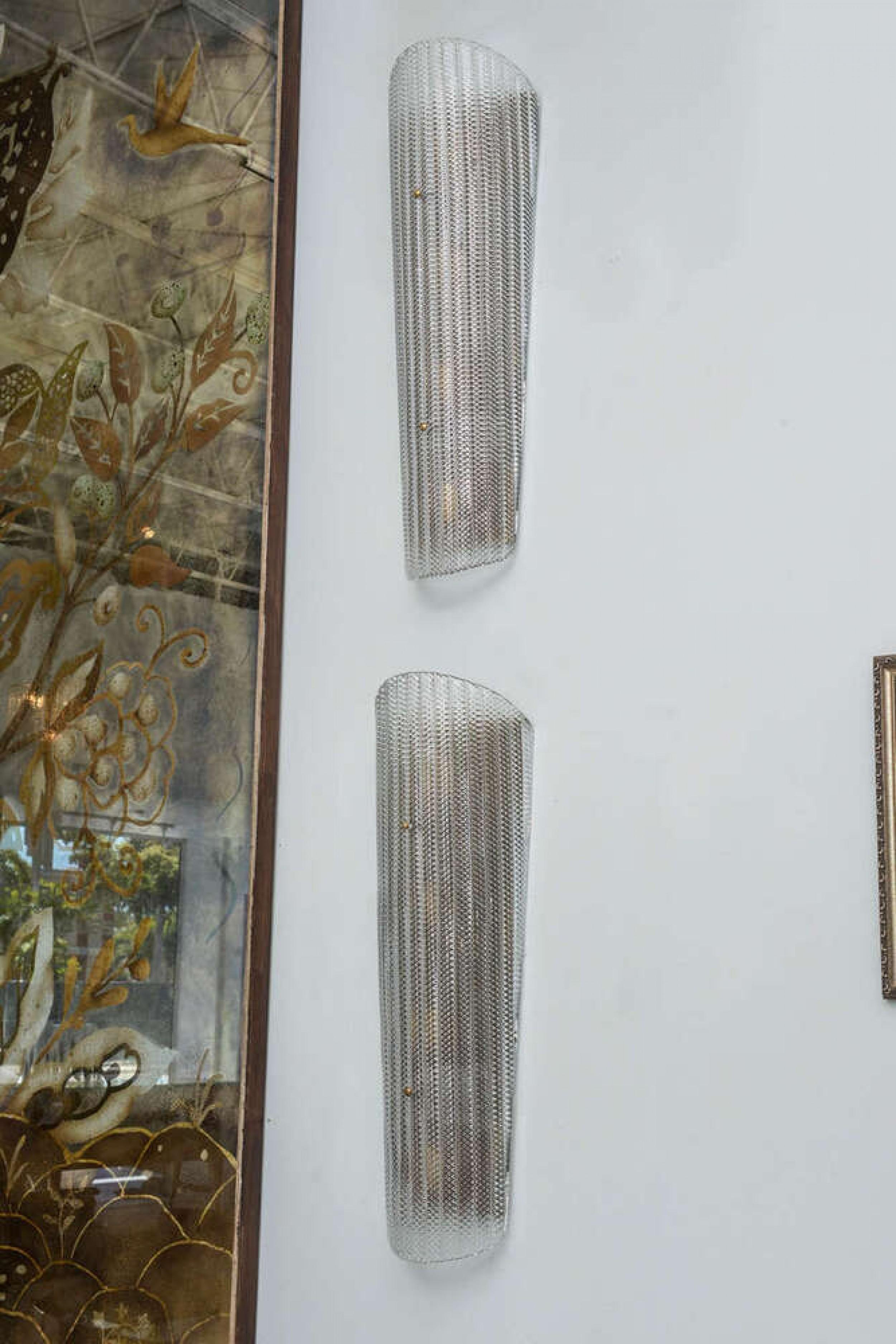 3 Paar große italienische Barovier- und Toso-Wandleuchter aus strukturiertem Glas im Angebot 2