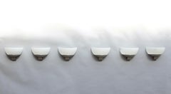 3 paires d'appliques Art Déco françaises en nickel brossé et verre par Jean Perzel