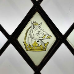 3 Pane Antique English Leaded Glass Window