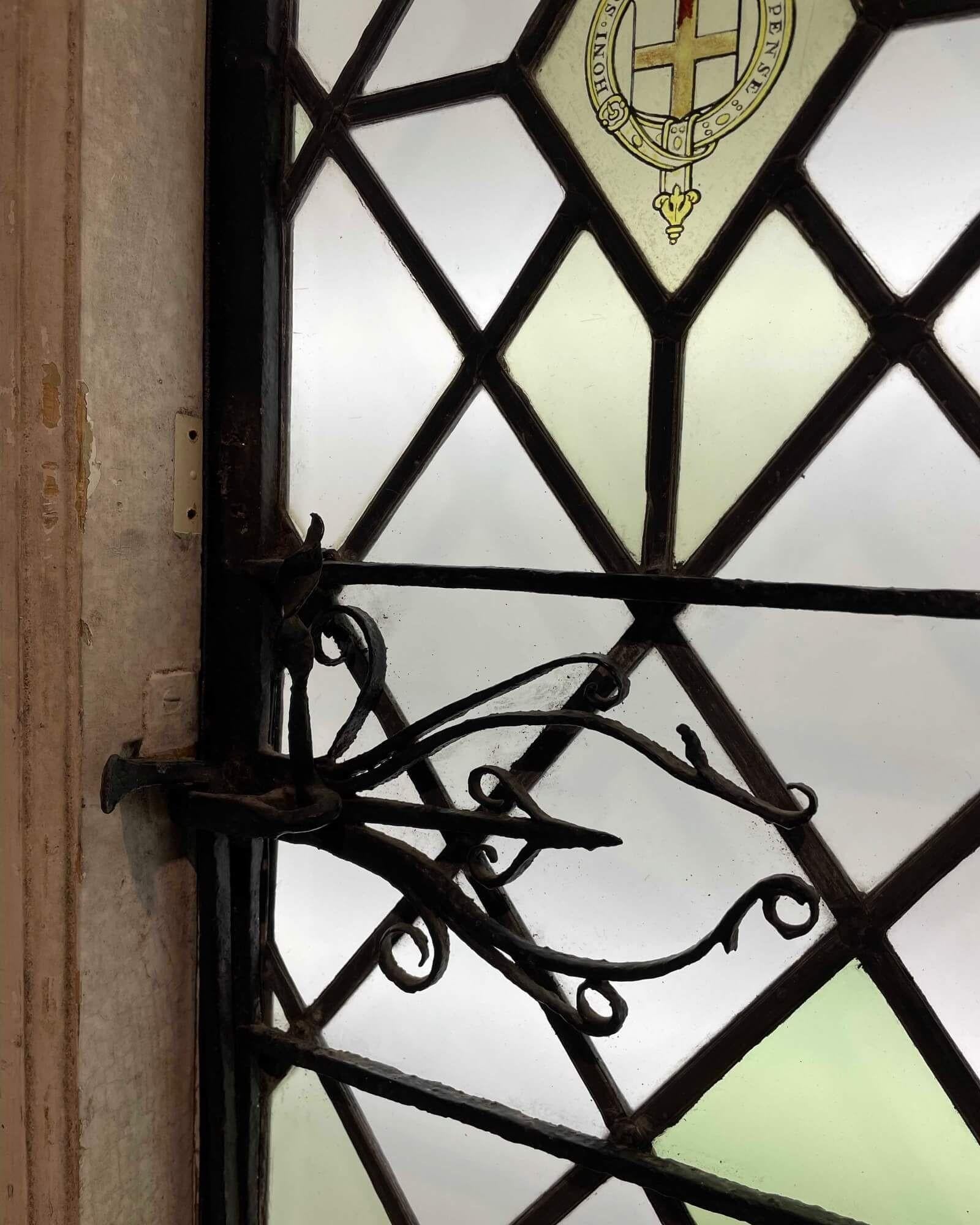 3 Pane Antique English Leaded Glass Window In Fair Condition In Wormelow, Herefordshire
