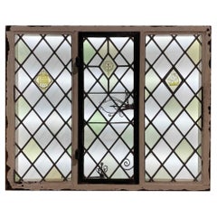 3 Pane Antique English Leaded Glass Window