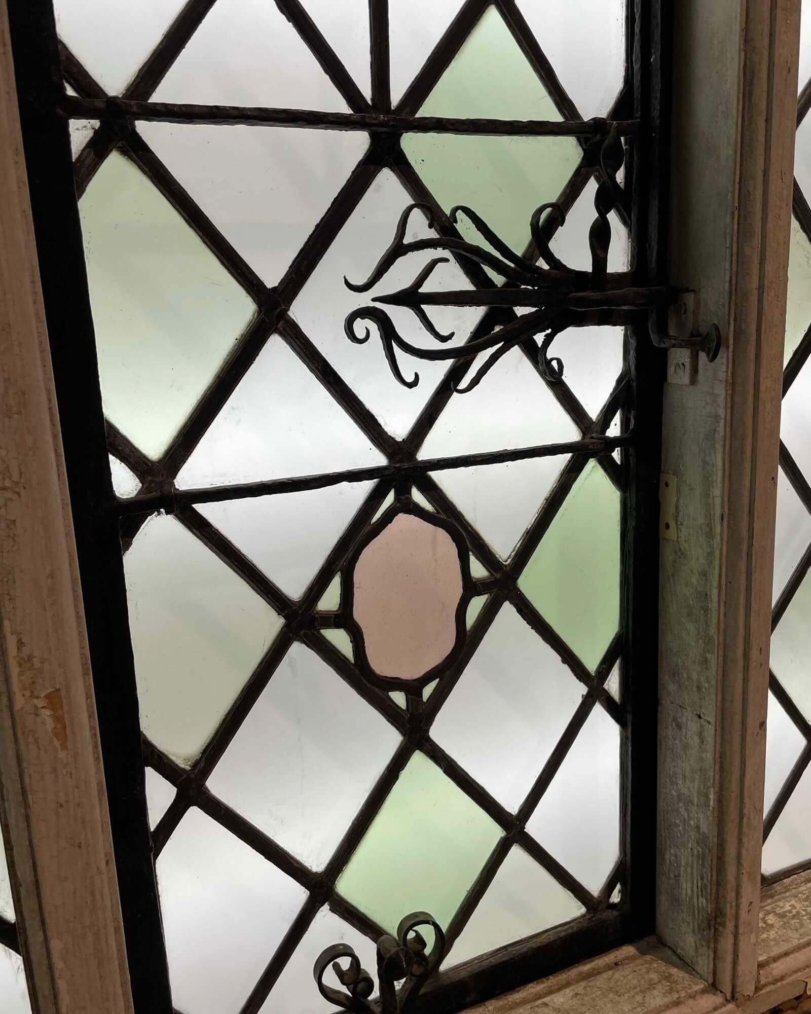 3 Pane Antique Heraldic Stained Glass Window 1