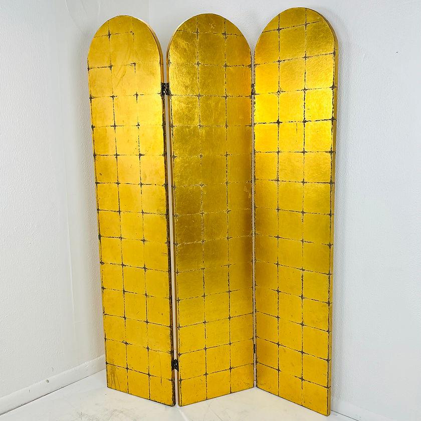 Mid-Century Modern 3 Panel 1960s Gilded Italian Screen