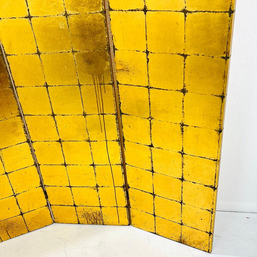 Gold Leaf 3 Panel 1960s Gilded Italian Screen