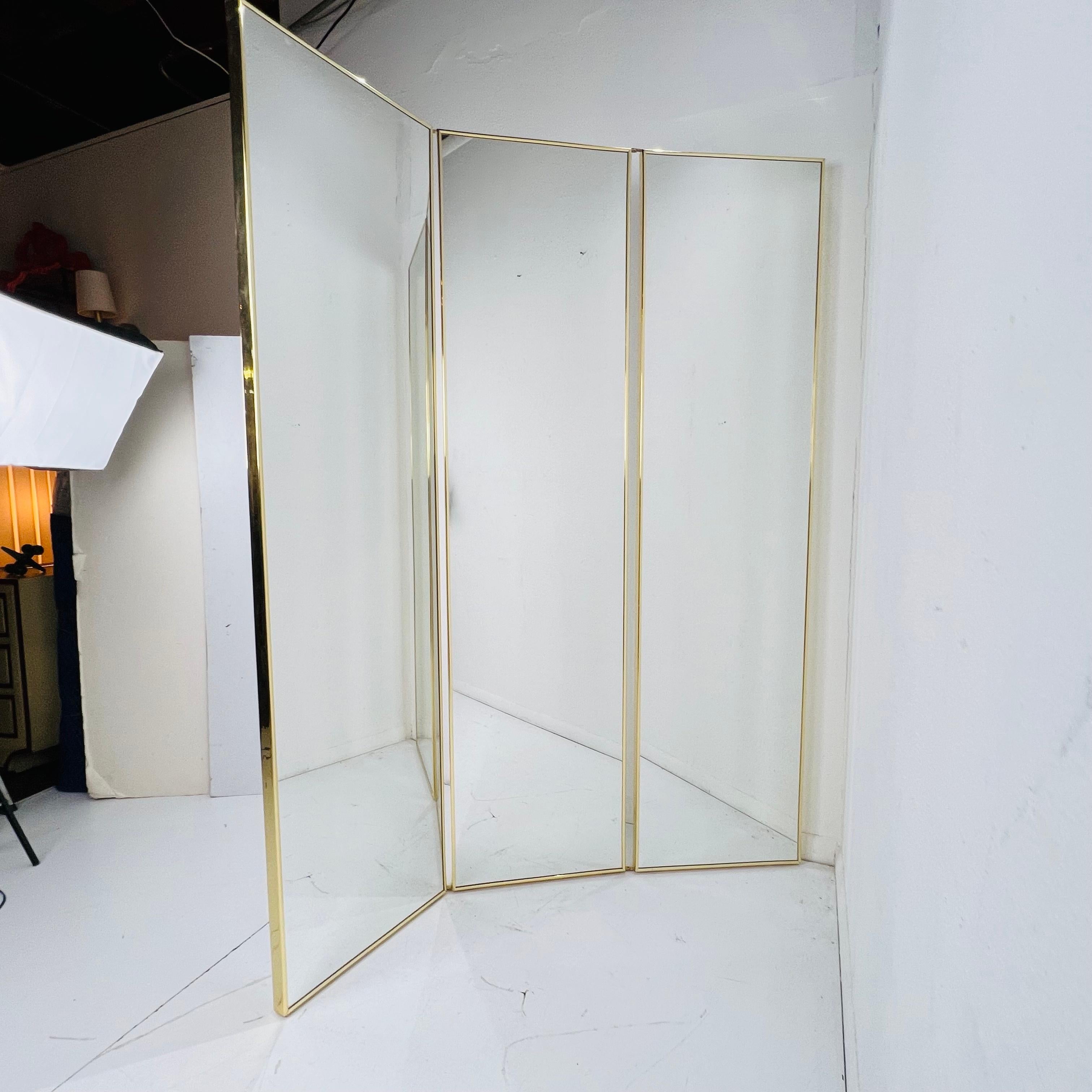 3 Panel Double Sided Mirror Screen / Room Divider For Sale 4