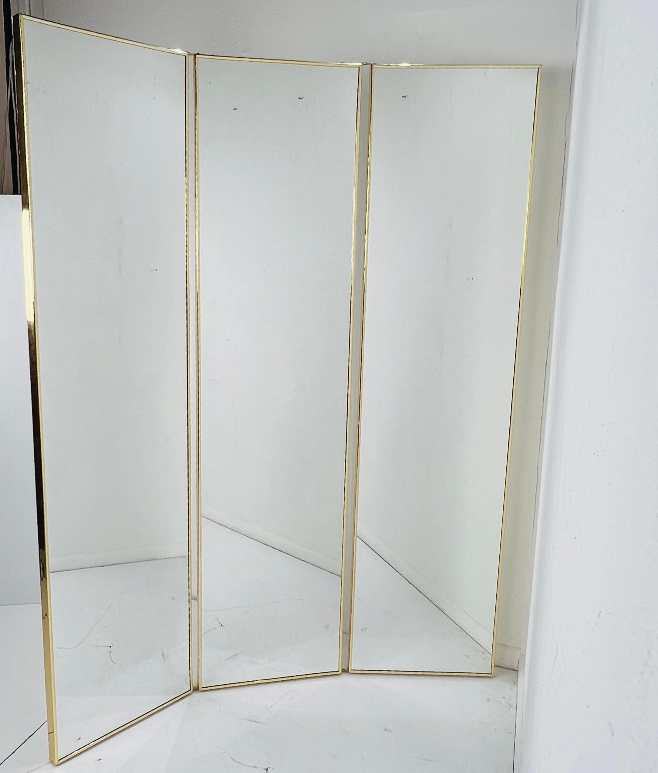 3 Panel Double Sided Mirror Screen / Room Divider For Sale 5