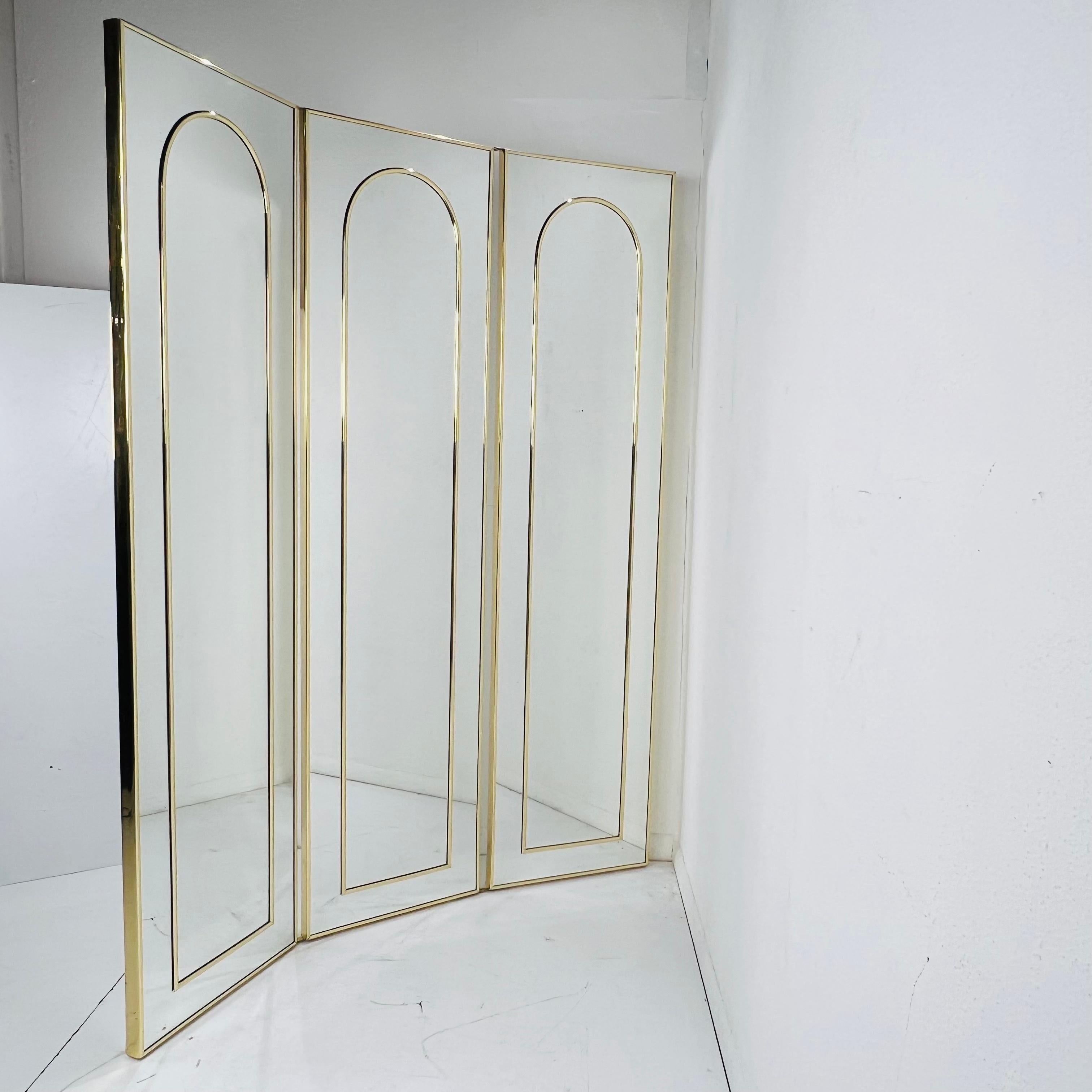 3 Panel Double Sided Mirror Screen / Room Divider For Sale 6