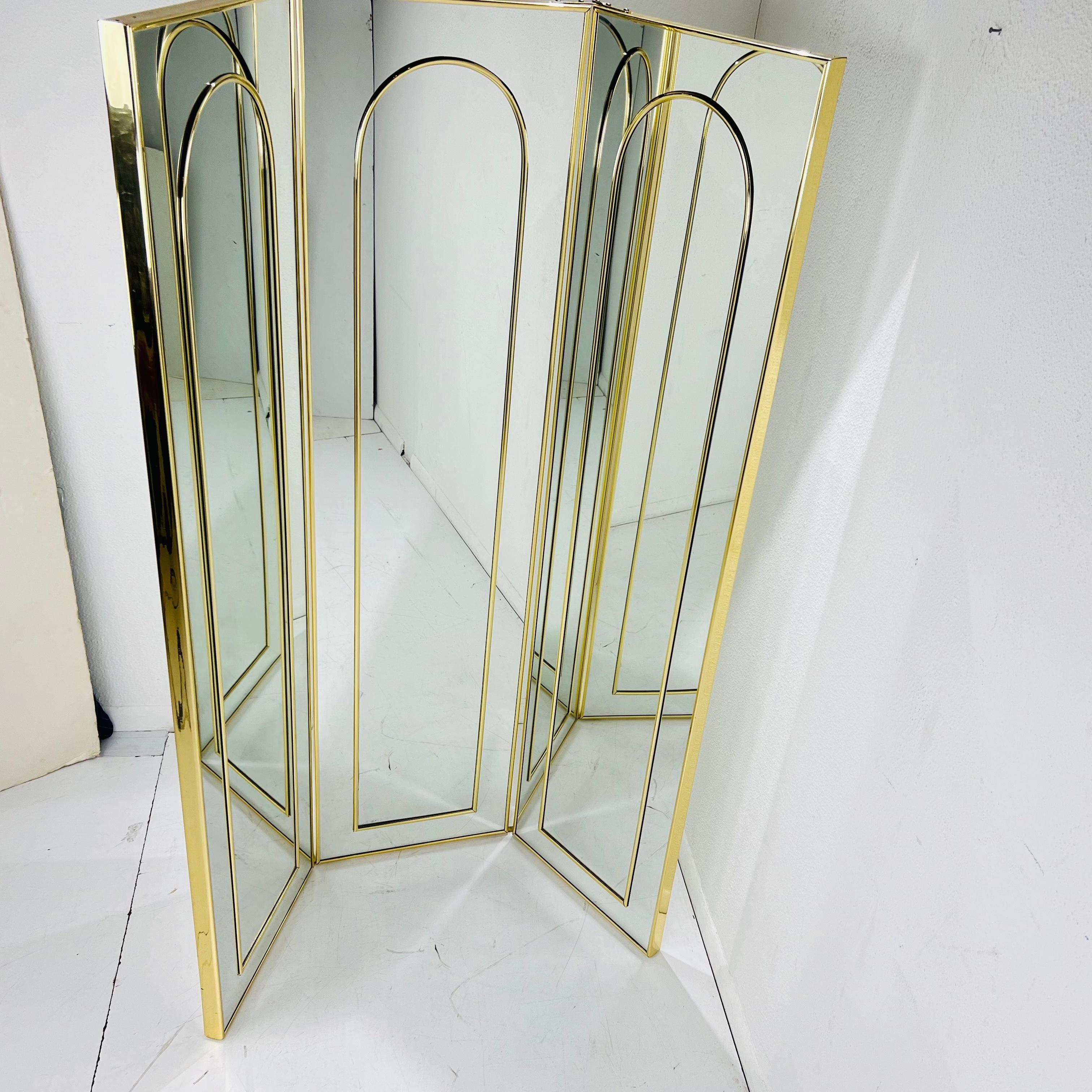 3 Panel Double Sided Mirror Screen / Room Divider For Sale 3