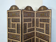3 Panel Hand Painted Moroccan Style Wood Screen Divider