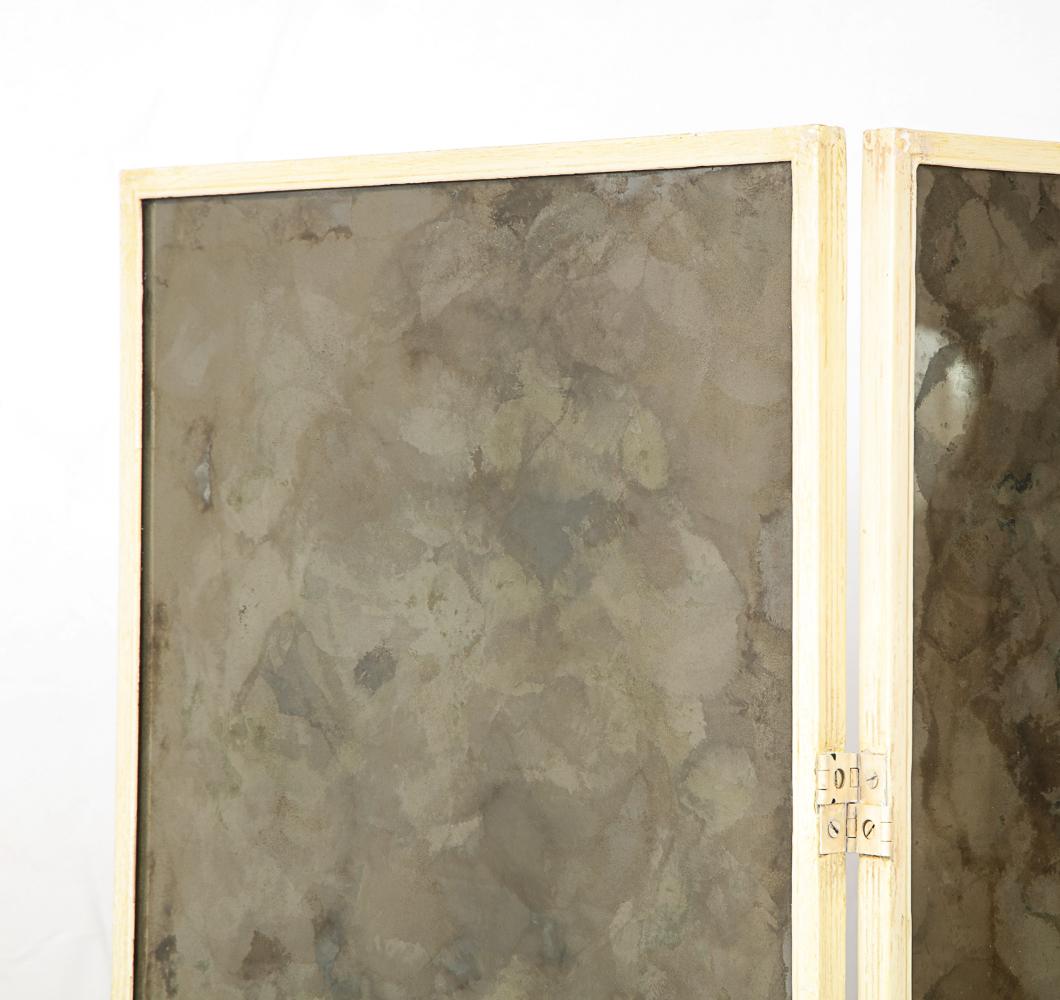 3-Panel Screen with Smoked Mirror and painted metal frame.