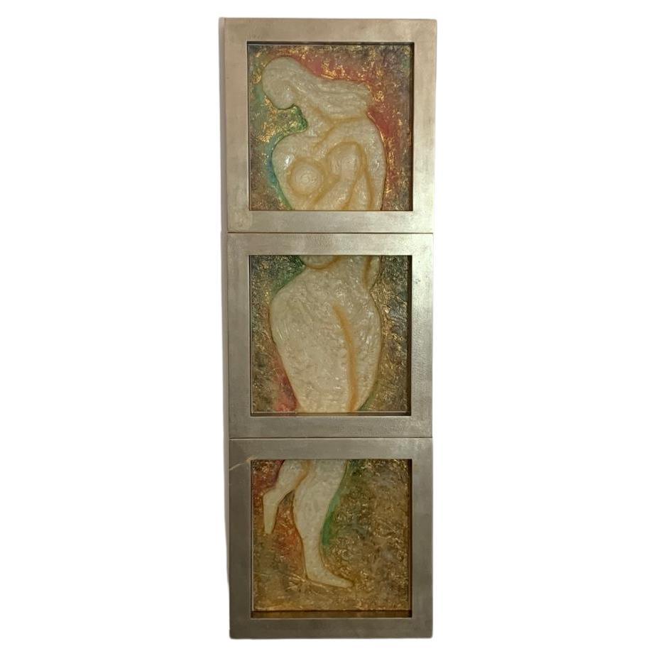 3 Panels in Sculpted Resin by Lam Lee Group, 1990s For Sale