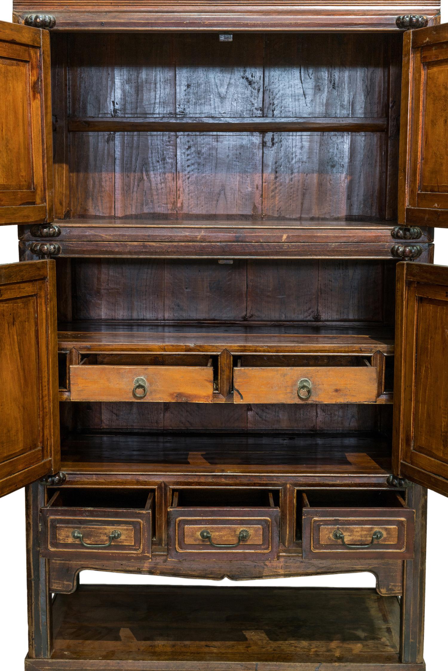Qing 3-Part Chinese Book Cabinet