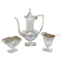 3 Pc, Sterling Silver International Antique Hammered Small Tea/Coffee Set