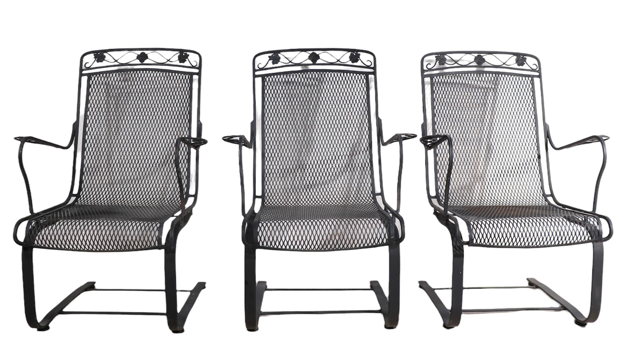 wrought iron coil spring patio chairs
