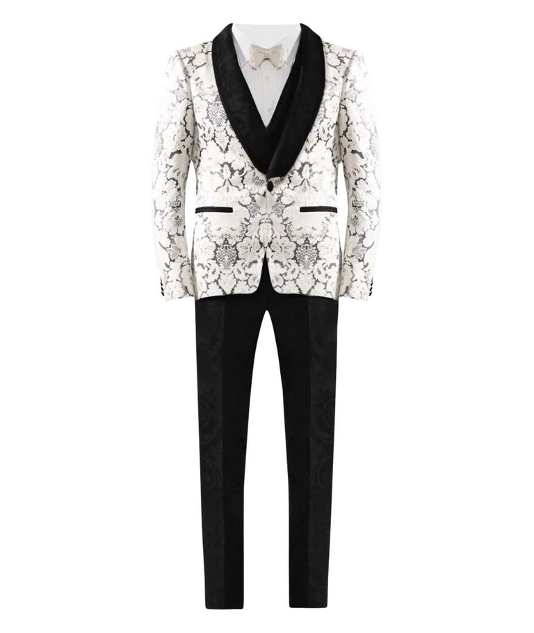 3-teiliger Dolce and Gabbana Jacquard-Anzug für Männer im Angebot bei  1stDibs