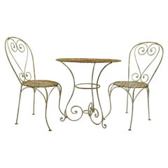 Vintage 3 Piece French Wrought Iron Bistro Set