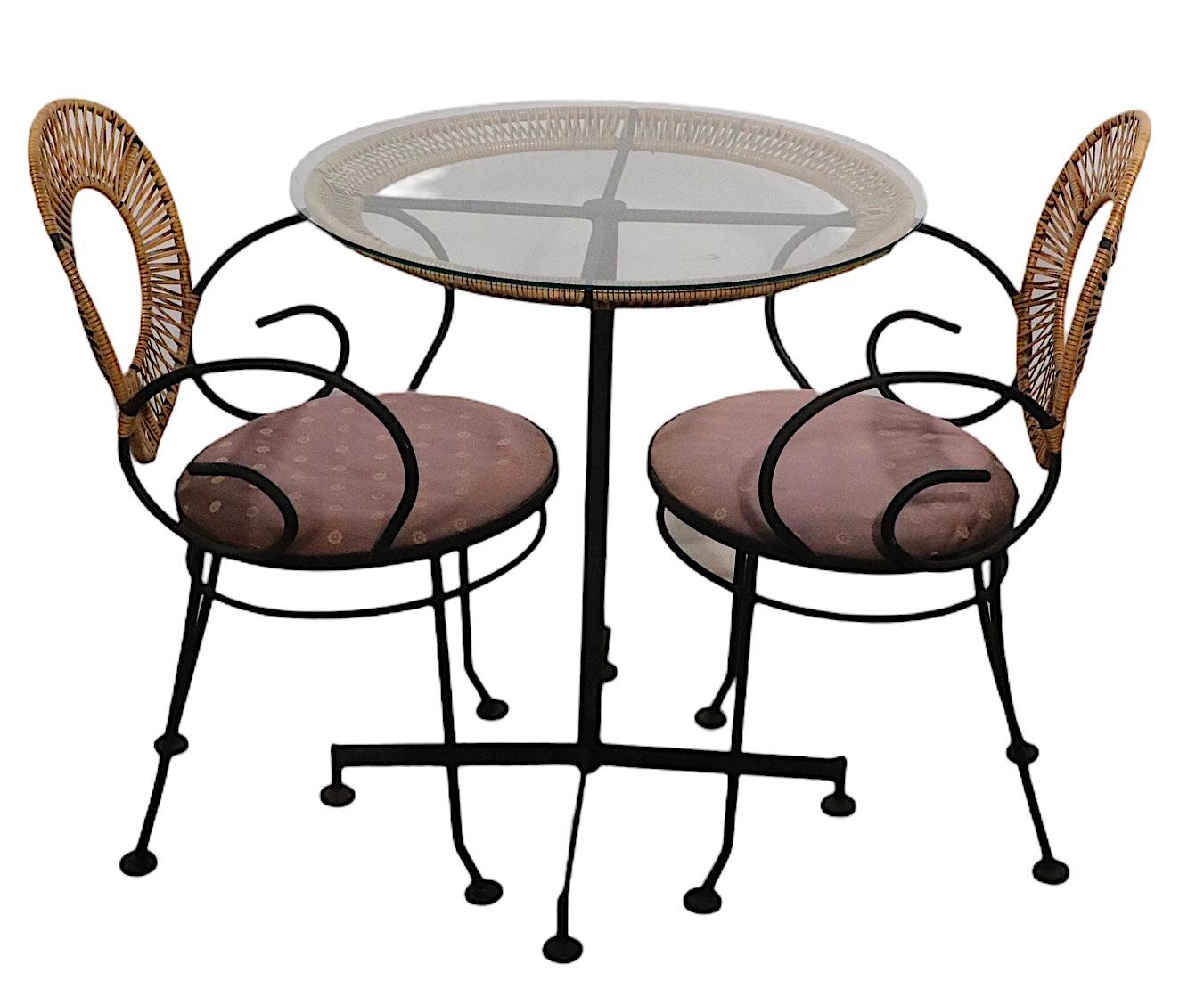 American Mid Century Cafe Dinette Set Inc. Table and Two Chairs Attributed to Umanoff For Sale