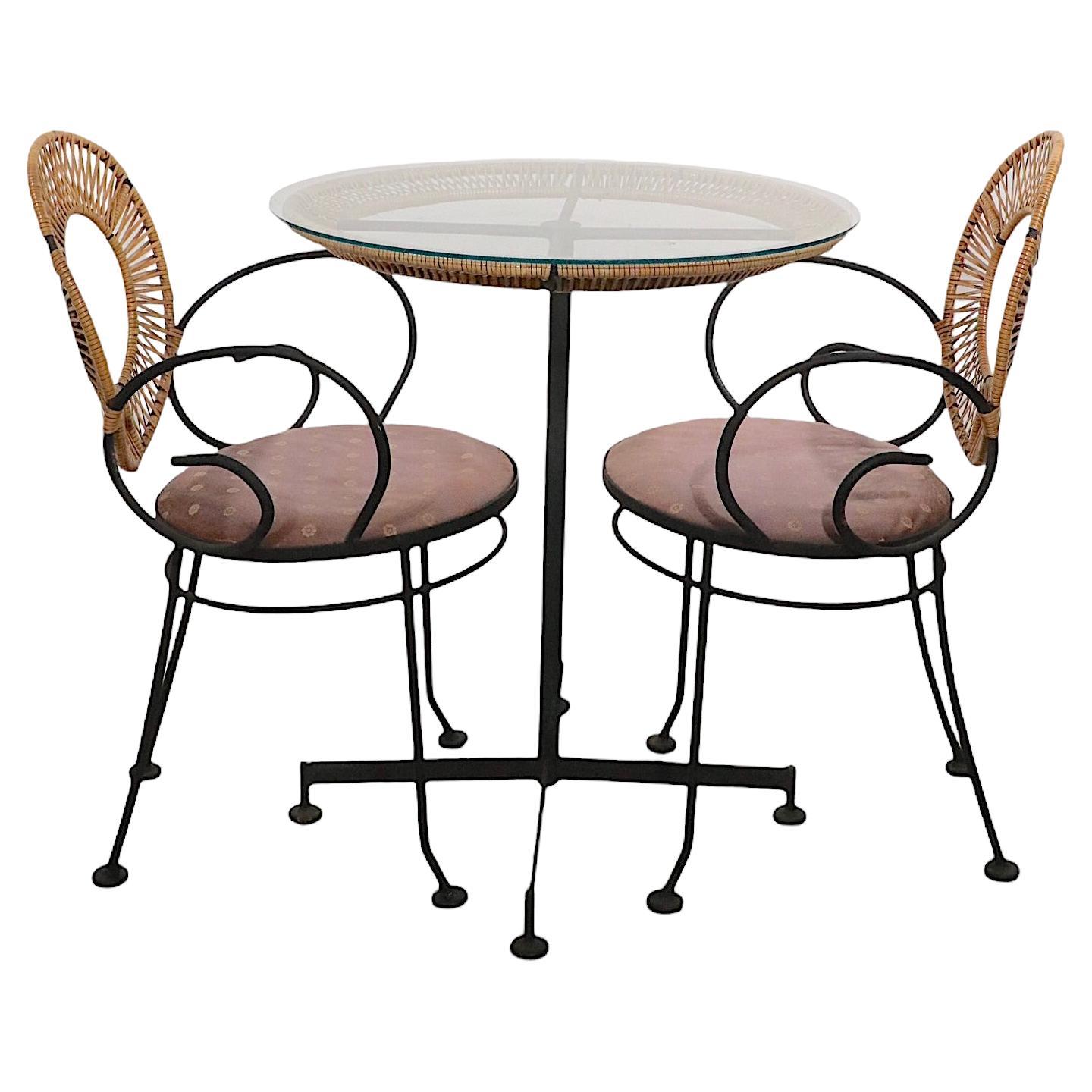 Mid Century Cafe Dinette Set Inc. Table and Two Chairs Attributed to Umanoff For Sale