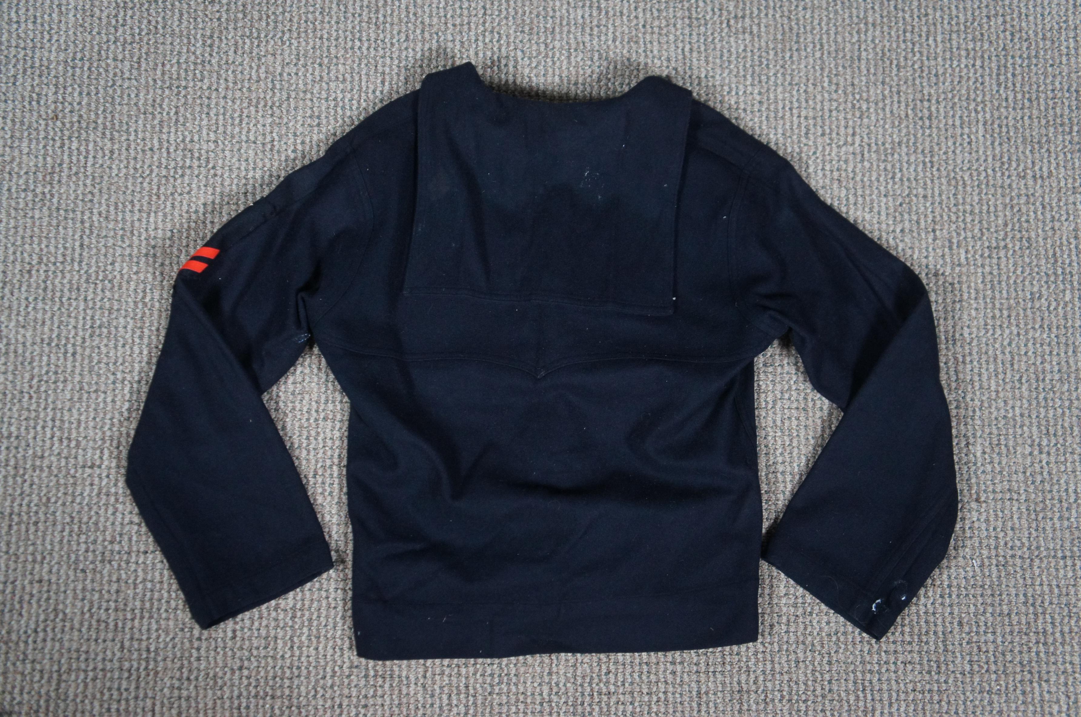 3 Pc Mid Century US Navy Blue Wool Uniform Jumper Pants Cracker Jack For Sale 1