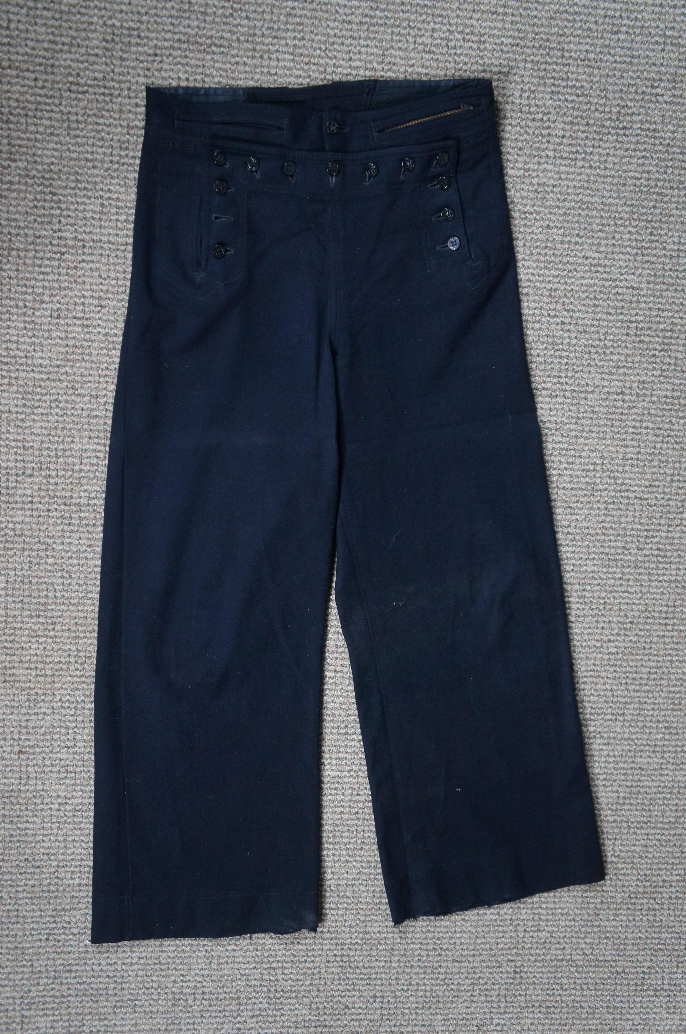 3 Pc Mid Century US Navy Blue Wool Uniform Jumper Pants Cracker Jack For Sale 3