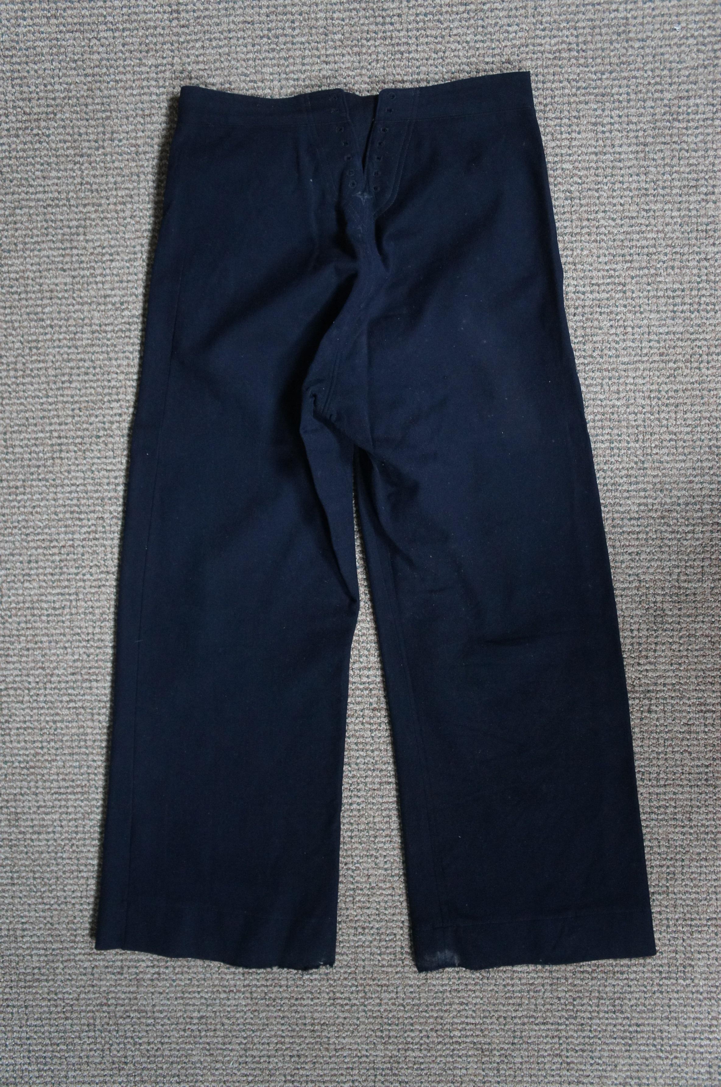 3 Pc Mid Century US Navy Blue Wool Uniform Jumper Pants Cracker Jack For Sale 4